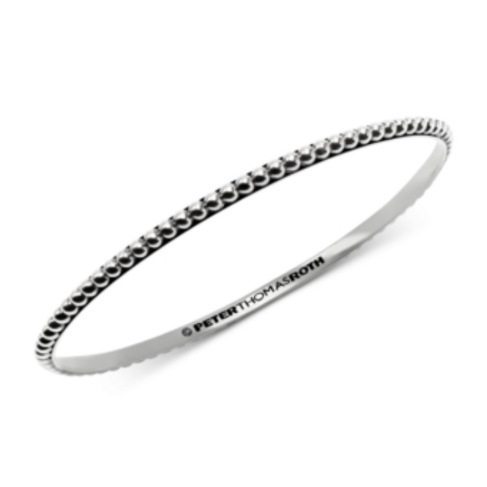 NWT Peter Thomas Roth Beaded Bangle Bracelet in Sterling Silver - Silver